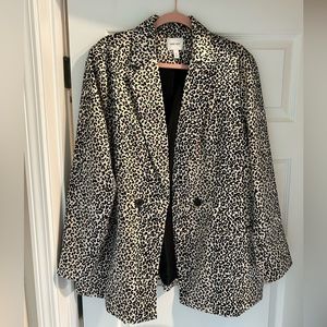 Nine West Satin Leopard Blazer NWOT